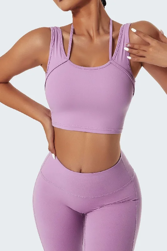 Halter Strap Detailing Tank Tops Built-in Bra